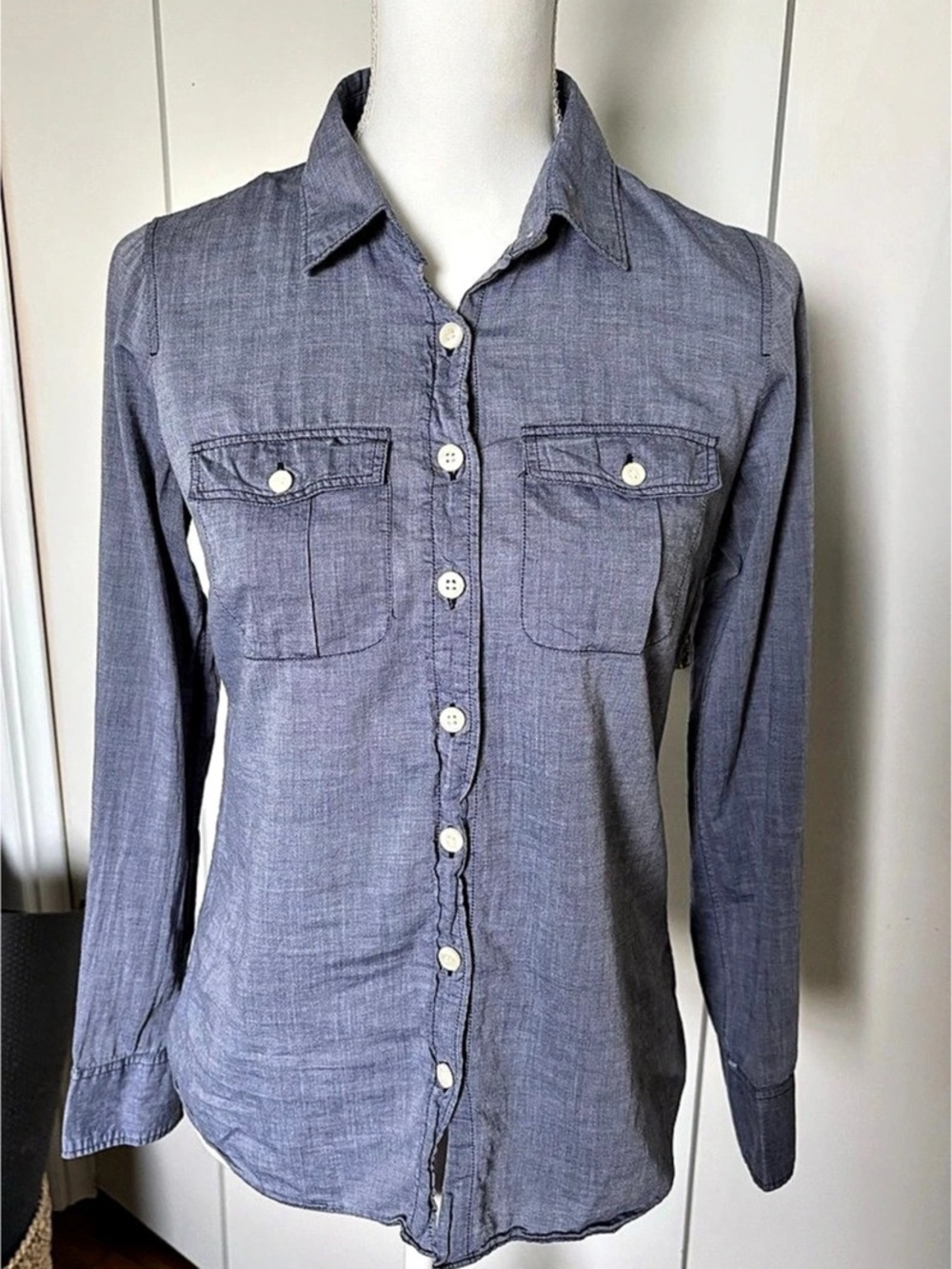 J.Crew The Perfect Shirt in Chambray Cotton Button Down Shirt Blue XS